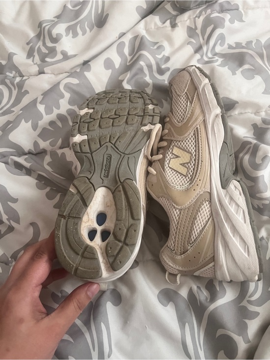 New Balance Shoes - New Balance Beige and White Mesh Athletic Sneakers